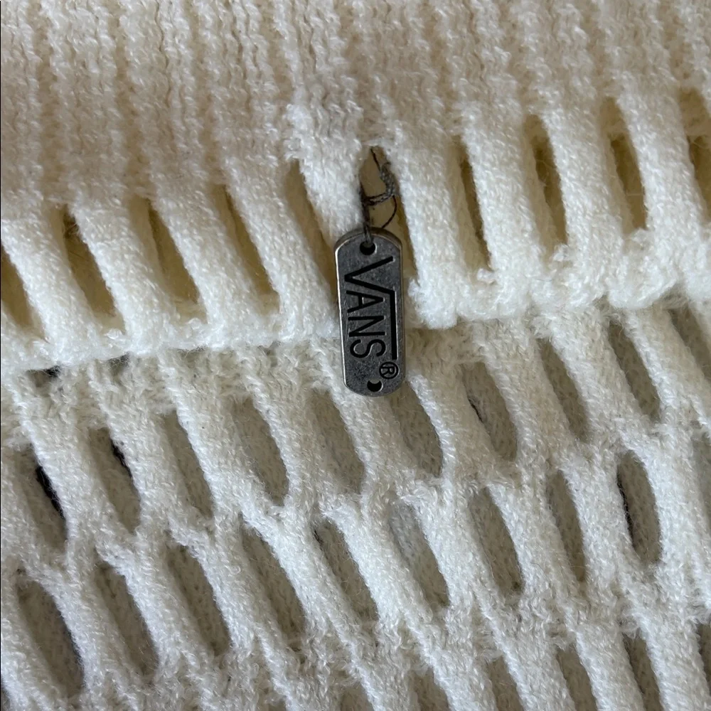 Vans Cream Knit Fringe Scarf